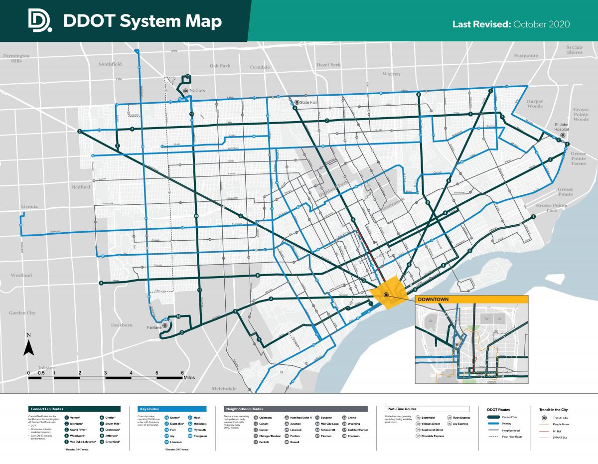 デトロイトのバスステーションマップ