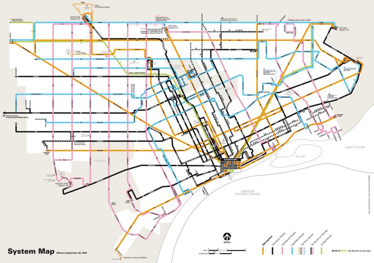 デトロイトの交通地図